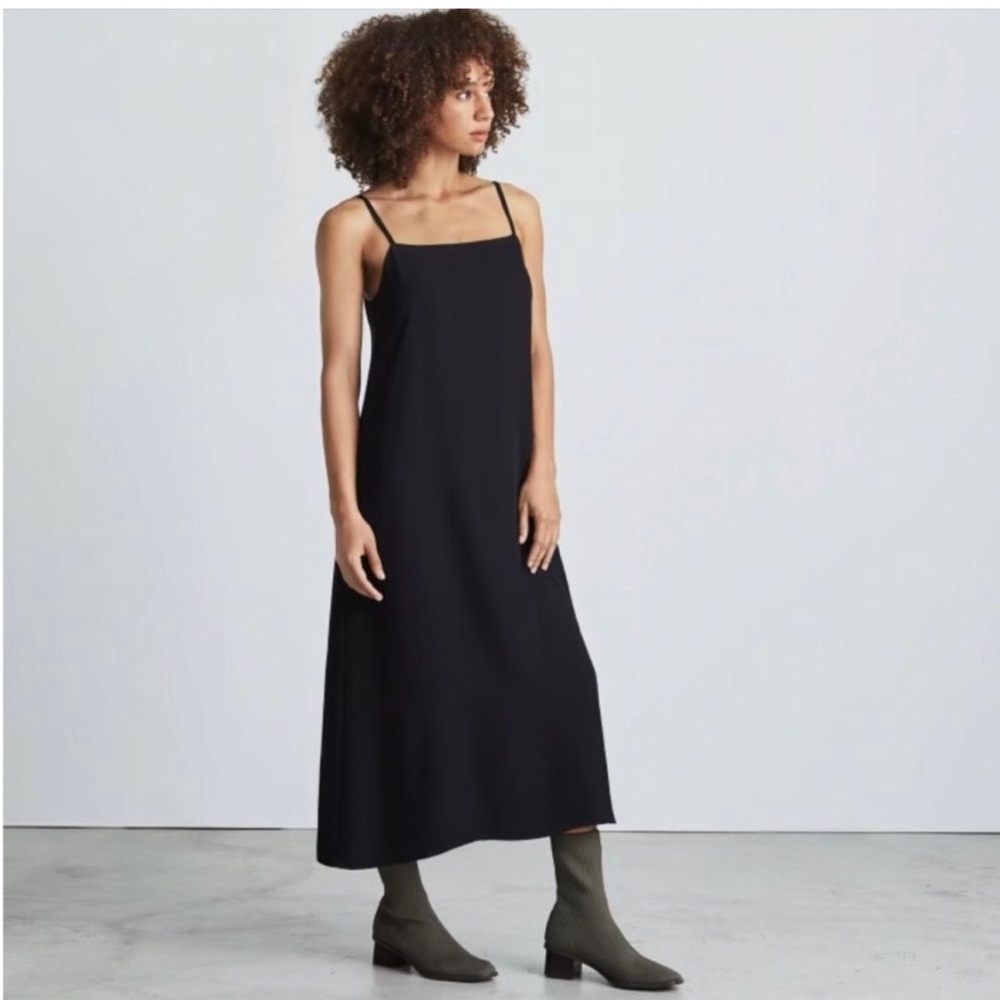 Everlane Japanese GoWeave Slip Dress, Black, Size 4